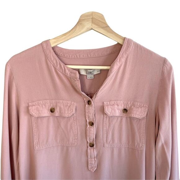Loft 1/2 Button Pink Top - Picture 3 of 7